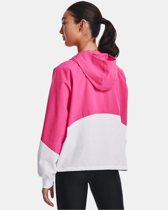 Women's UA Woven Full-Zip Jacket, Pink, pdpMainDesktop image number 1